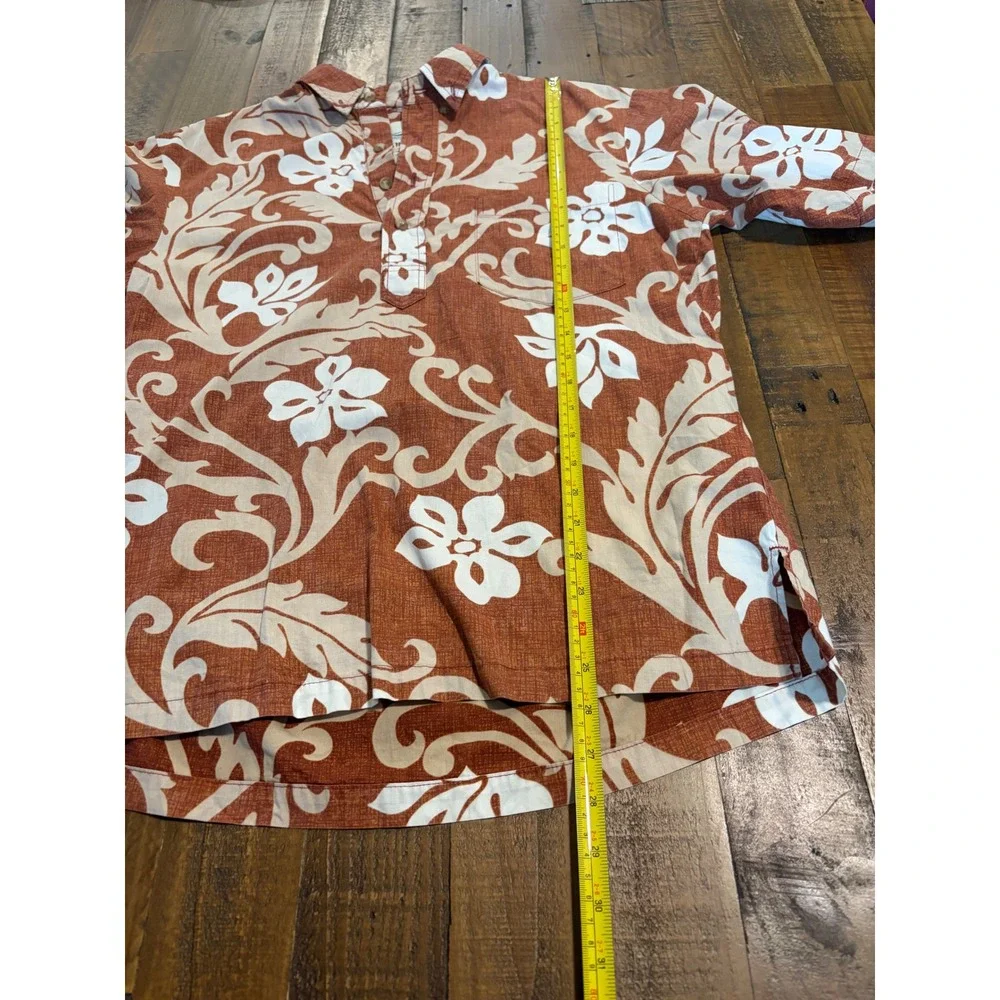 Kahala 1936 Mens Small Orange Floral Hawaiian Popover Shirt Cotton 3048 5658 - Picture 6 of 9